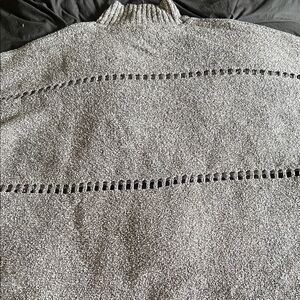 French Connection Gray Mock Neck Open Knit Short Sleeve Sweater M